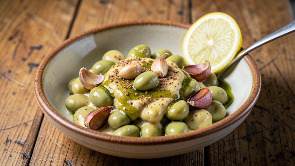 Canned Fava Beans Recipe: Lemon-Garlic Hummus With Crunchy Topping