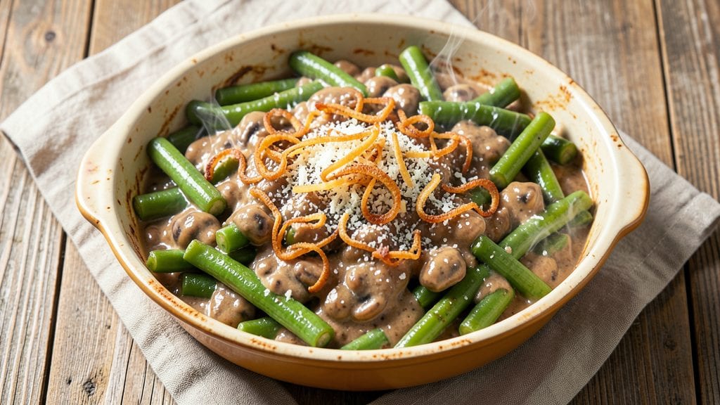 Green Bean Casserole Recipe With Canned Beans: Crispy Top, Creamy Mushroom Magic